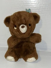 10" Luv Me Teddy Bear Brown Gund Vintage 1976 Tummy Rattle Flower Detail VGUC