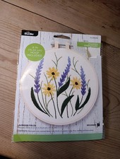 NEW Bucilla Stamped Embroidery Kit 6" Lavender Fields Flowers Floral Round Hoop