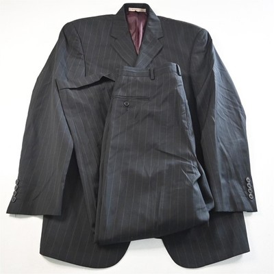 Franco Valentino 40R 34x30 Black Striped 100% Wool Mens Jacket