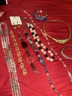 Vintage Costume Jewelry Lot Necklaces Bracelets Earrings Rhinestone Beaded Mixed — photo 1