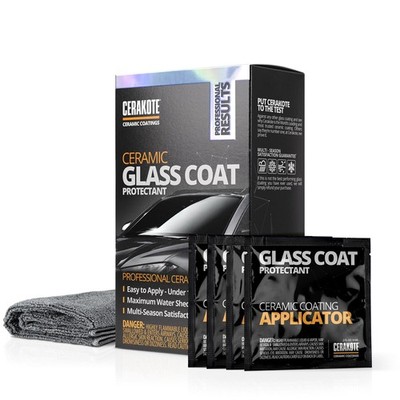 CERAKOTE  Ceramic Glass Coat Protectant - Hydrophobic Automotive 4 Wipe Kit 