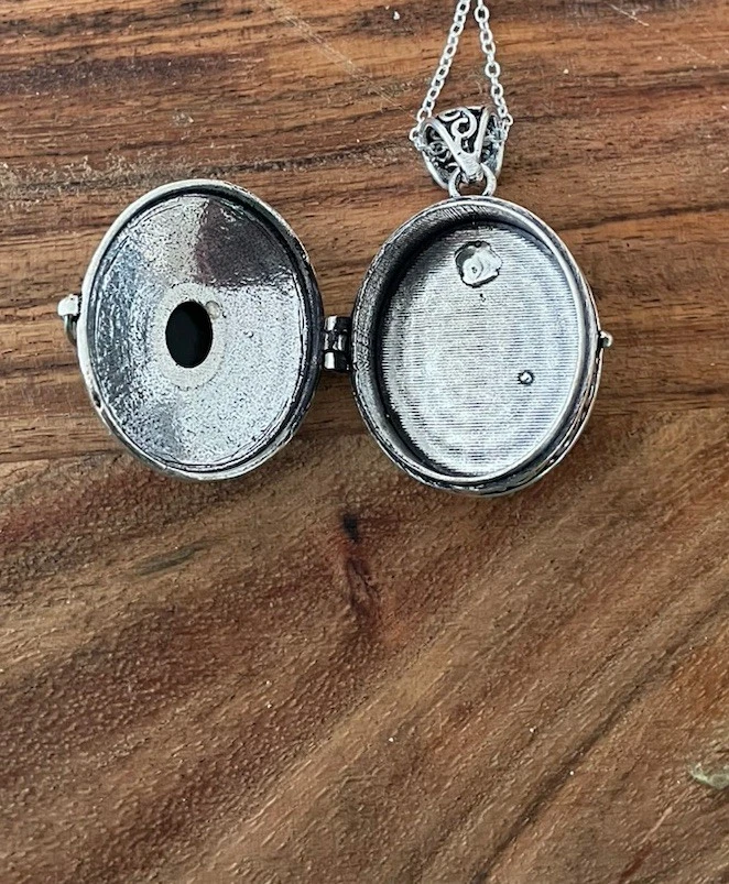 Collar Colgante Medallón Ónix Negro Estilo Vintage - Chapado en Plata 925 - Nuevo Foto 4 de 4