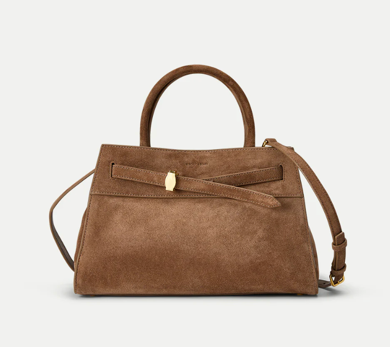 NWT $698 Veronica Beard Suede Dash Bag in Bark Color