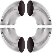 4 Pack 304 Stainless Steel Mandrel Bend Elbow, 90 Degree Exhaust Elbow Pipe, 2.5