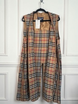 Burberrys Vintage 80s Camel Nova Tartan Check Wool Trenchcoat Liner Gilet Weste