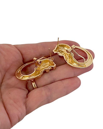 Lightweight Bright Gold Tone Dubai Style Choker Lion Pendant Necklace Earrings - Picture 6 of 6