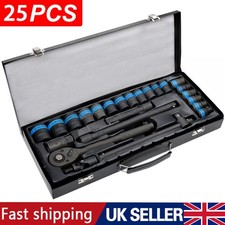 Heavy Duty 1/2" Ratchet Wrench 8-32mm Metric Socket Set Metal Case Socket Set UK