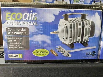 ECO PLUS EcoPlus ECOair3 Commercial Grade Air Pump 1030 GPH - 120v. FACTORY SEALED