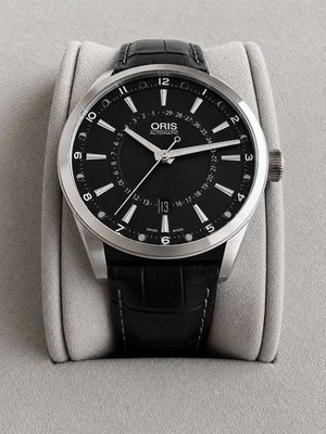 Oris Artix Pointer Moon Automatic Black Dial Watch 761-7691 Full Set