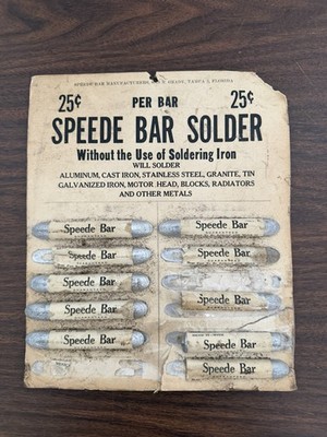 Rare Vintage SPEEDE BAR SOLDER Bars Store Display SPEEDE BAR MANUFACTURERS
