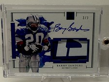 2020 Impeccable Barry Sanders Extravagance PLAYER WORN Patch ON CARD Auto # 3/3