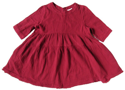 Newbury Kustom Tunic Dark Red 100% Cotton Crinkle Gauze Top Pockets W's M Medium
