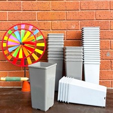 20 Used Nursery Pots 11cm Square Tall Plant Containers Garden Planters with Tray