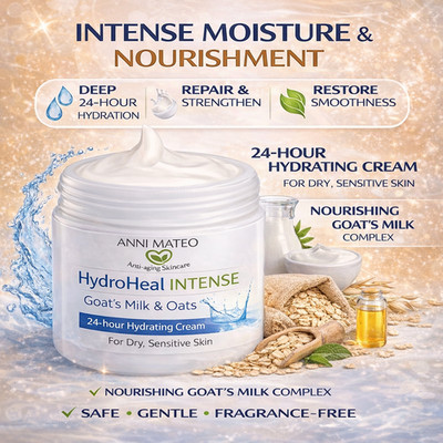 Hydrating Face Cream with Squalane, Goat s Milk, Honey, Vitamins A-E & Green Tea