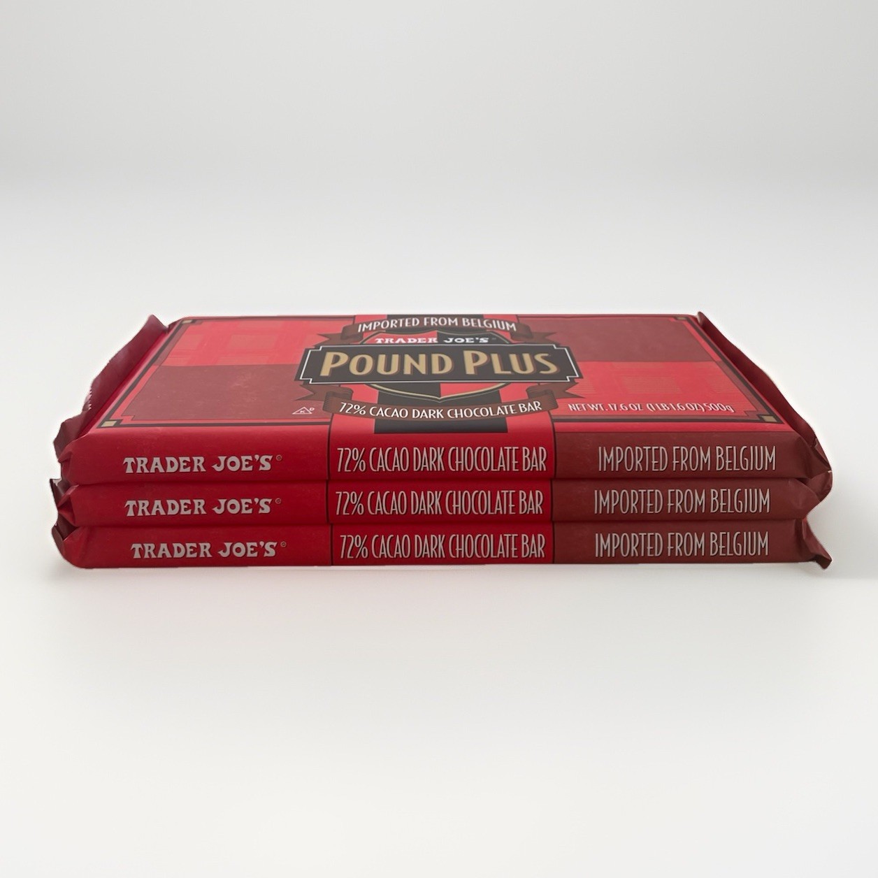 3X Trader Joe's Pound Belgium 72% Dark Chocolate Bars 17.6 oz/1 lb Exp 06/2027
