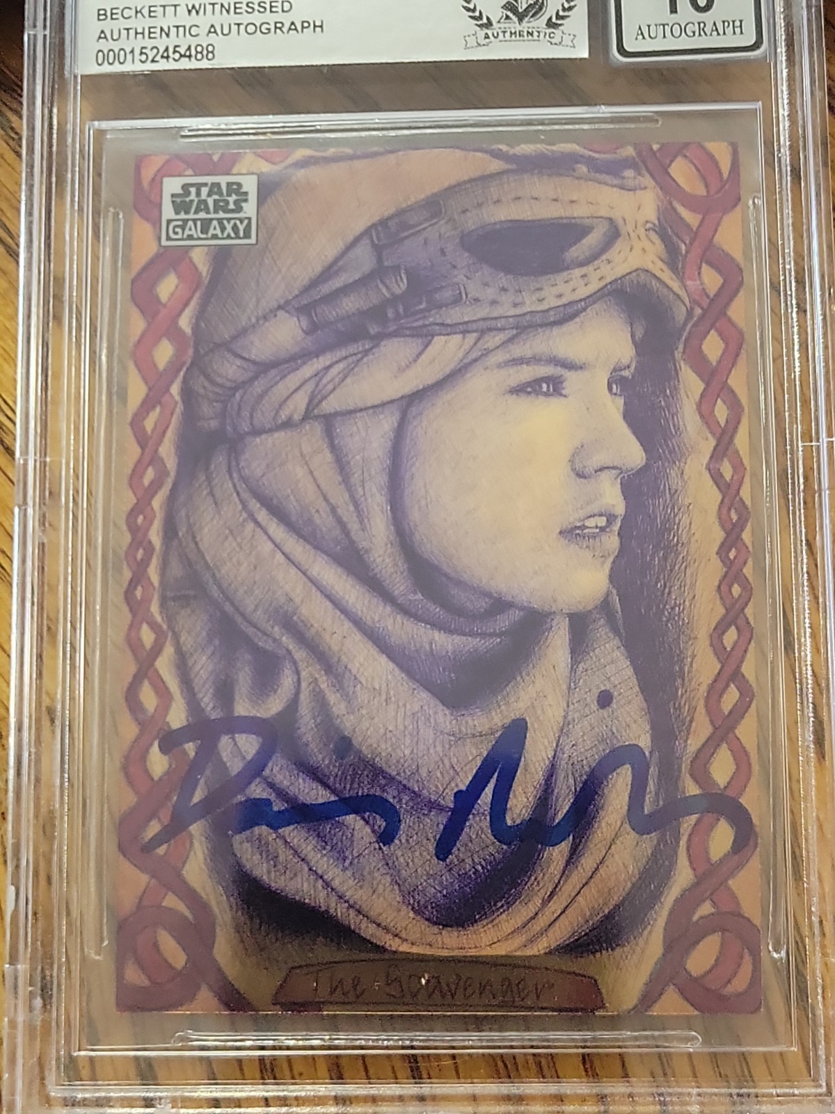 2021 Topps Star Wars Galaxy Chrome Daisy Ridley auto Beckett authentic #57 view 2