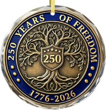 250th Anniversary USA Ornament - Vintage 1776-2026 US Semiquincentennial Glass