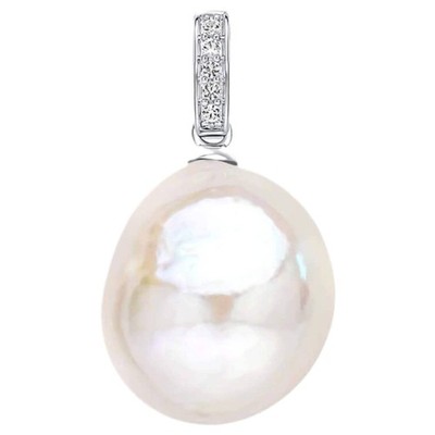 Elements Gold GP2380W Oversized Barock Perl Topas Anhänger in 9ct Weißgold