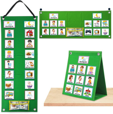 Visual Schedule Chart for Kids - Daily Routine & Autism Learning Tool with 70 Du