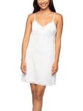 Vanity Fair Nylon Slip Women  s US Size S 34 Band Size White Lace Trim 18  NWOT