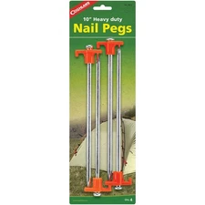 Coghlan's 10" Heavy Duty Nail Pegs (4 Pack), Plated Steel Stake, Ideal for Tents