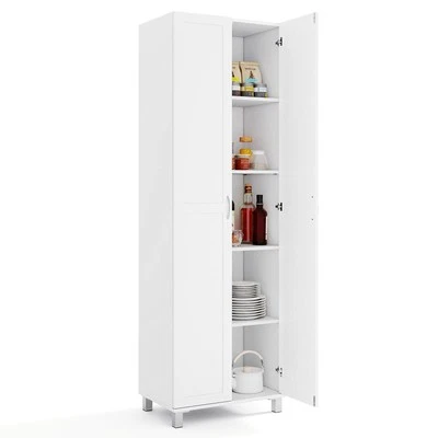 Costway Double Door Tall Storage Cabinet Freestanding Pantry Cabinet-White