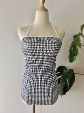 Deadstock 70s 1978 Dipsters Halter One-Piece Swimsuit Houndstooth Bathing Suit