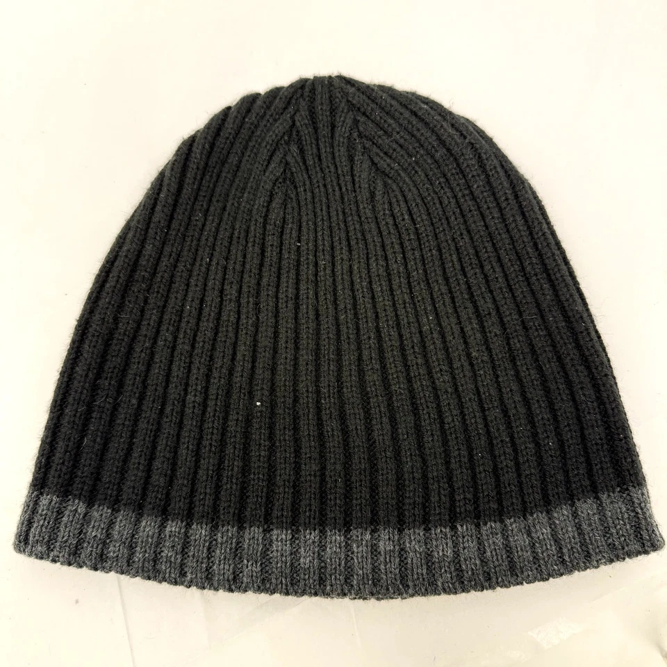 Michael Kors Gorro Tejido Acanalado Hombres Negro Gris Invierno Ropa de Calle Diseñador Foto 3 de 4