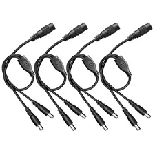 DC Power Splitter Cable Y Adapter 1 Female to 2 Male 5.5x2.1mm 2 Way 4 PCS