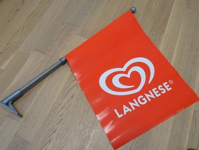 LANGNESE EIS Reklame Kiosk Fahne Kunststoff 80´J. Vintage-Kult