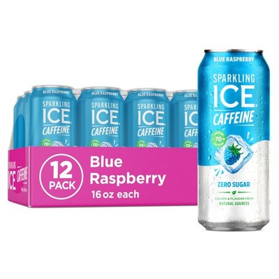 Caffeine Blue Raspberry Sparkling Water with Caffeine, Zero Sugar, with Antio...