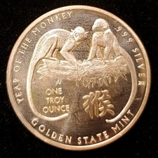 2016 Lunar Year Of The Monkey 1 Oz .999 Silver Golden State Mint GSM 89.90 per troy oz