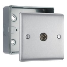 BG Nexus Metal Brushed Steel 1 Gang Co-Axial Socket & Surface Pattress Back Box