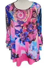 Calessa Lined Boho Top Size Large Colorful Summer Floral