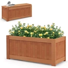 Wood Outdoor Planter Box w/ Seat 2-in-1 Wooden Raised Garden Bed & Bench