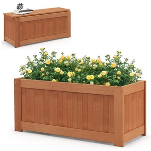 Boîte de planteur extérieur en bois avec siège 2-in-1 Lit de jardin arboré en bois & Banc