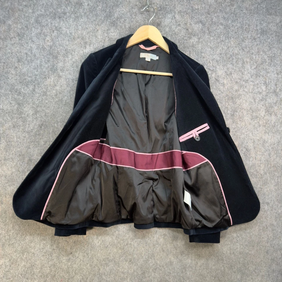 Chaqueta Blazer Boden Mujer UK 8 Azul Oscuro Mezcla Algodón Bolsillos Botones Clásica Foto 4 de 4