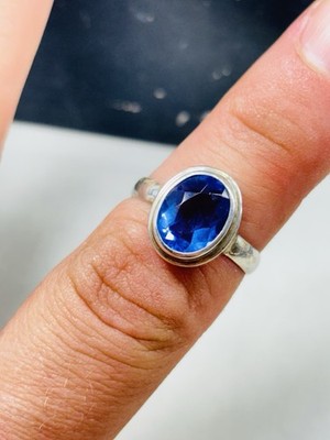 TJC Silber und Tansanit oder Fluorit Ring UK Größe O/P