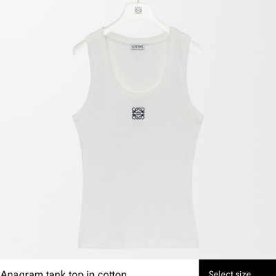 LOEWE Anagram Logo Ribbed Knit Cotton Tank Top White Women's S Scoop Neck