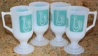 Lot of 4 VTG Federal Milk Glass Irish Coffee Mugs Peacock Danish Bird Rooster