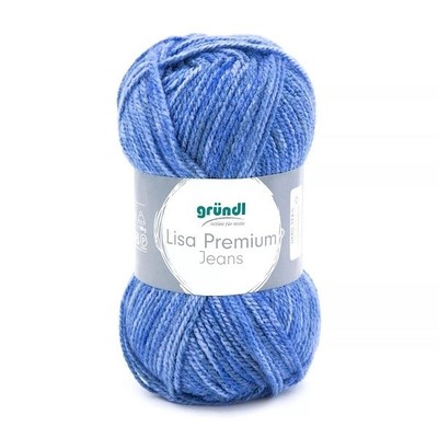GRÜNDL WOLLE LISA PREMIUM JEANS 50g JEANSBLAU MELIERT LL 133 m 100g/3,98 