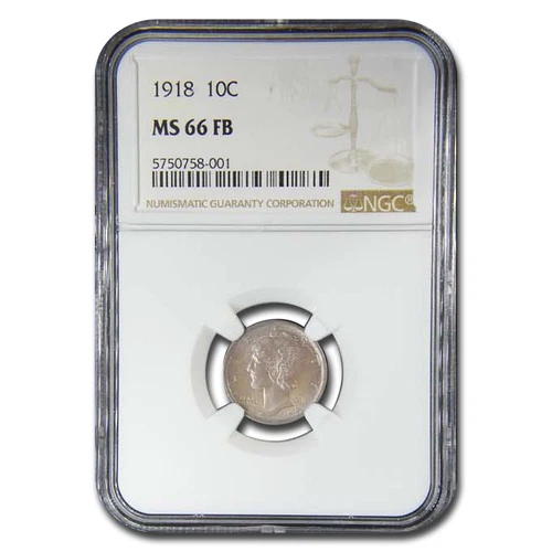 1918 Mercury Dime MS-66 NGC (FB)