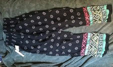 Vintage Women's Pants Flare Bottom Black Pink Yellow Orange Bird