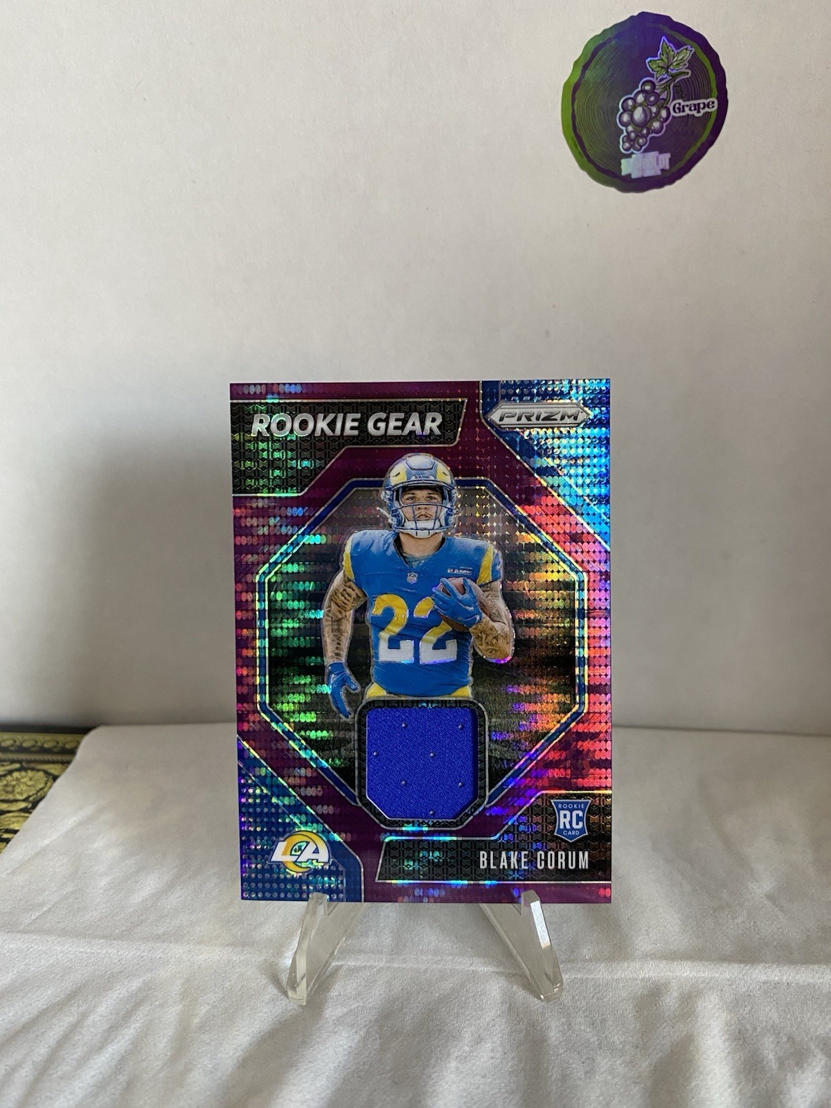 2024 Panini Prizm Purple Pulsar Blake Corum Rookie Gear Patch LA Rams
