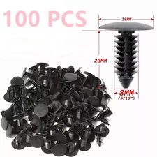 100PCS 8mm Bumper Clips Car Hole Plastic Rivets Fastener Fender Push Pin For