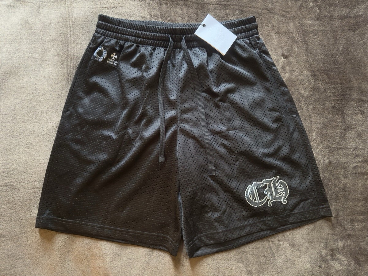 Chrome Hearts Mesh Jersey Casual Sports Gym Shorts Black Size