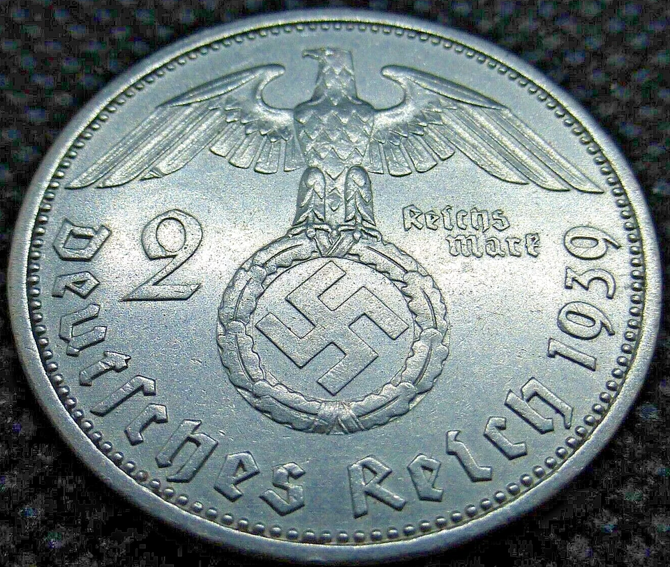 *3x Silver Coin Year Set* Rare Third Reich WW2 2 Reichsmark Hindenburg Lot - Image 4 of 4
