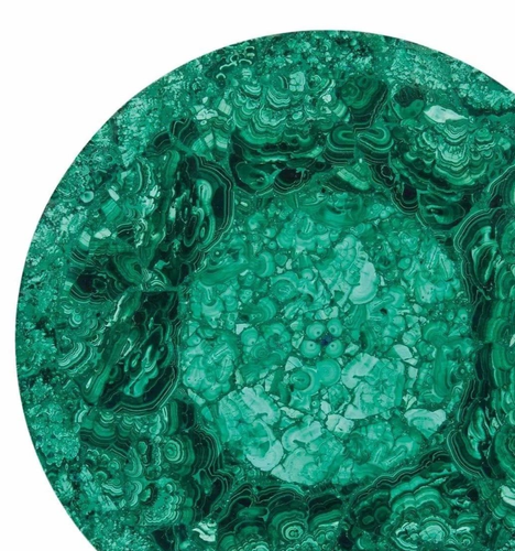 Tavolino da caffè 24" rotondo artigianale in pietra malachite interno unico ed elegante - Foto 4 di 8