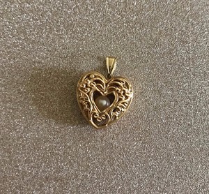 14k floating pearl pendant solid yellow unique heart gold