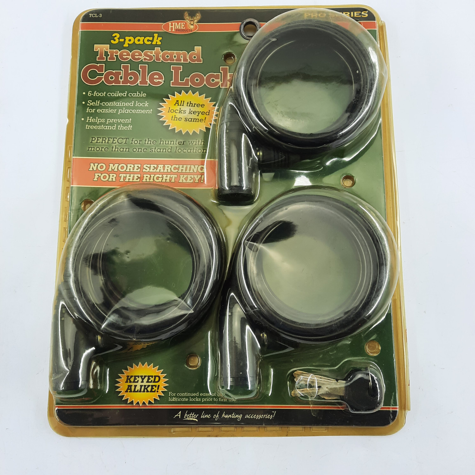 HME Treestand Cable Lock Keyed Alike, 3 Pack of 6 Foot Cables Hunting